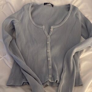 Brandy Melville Light Blue Ribbed Cardigan